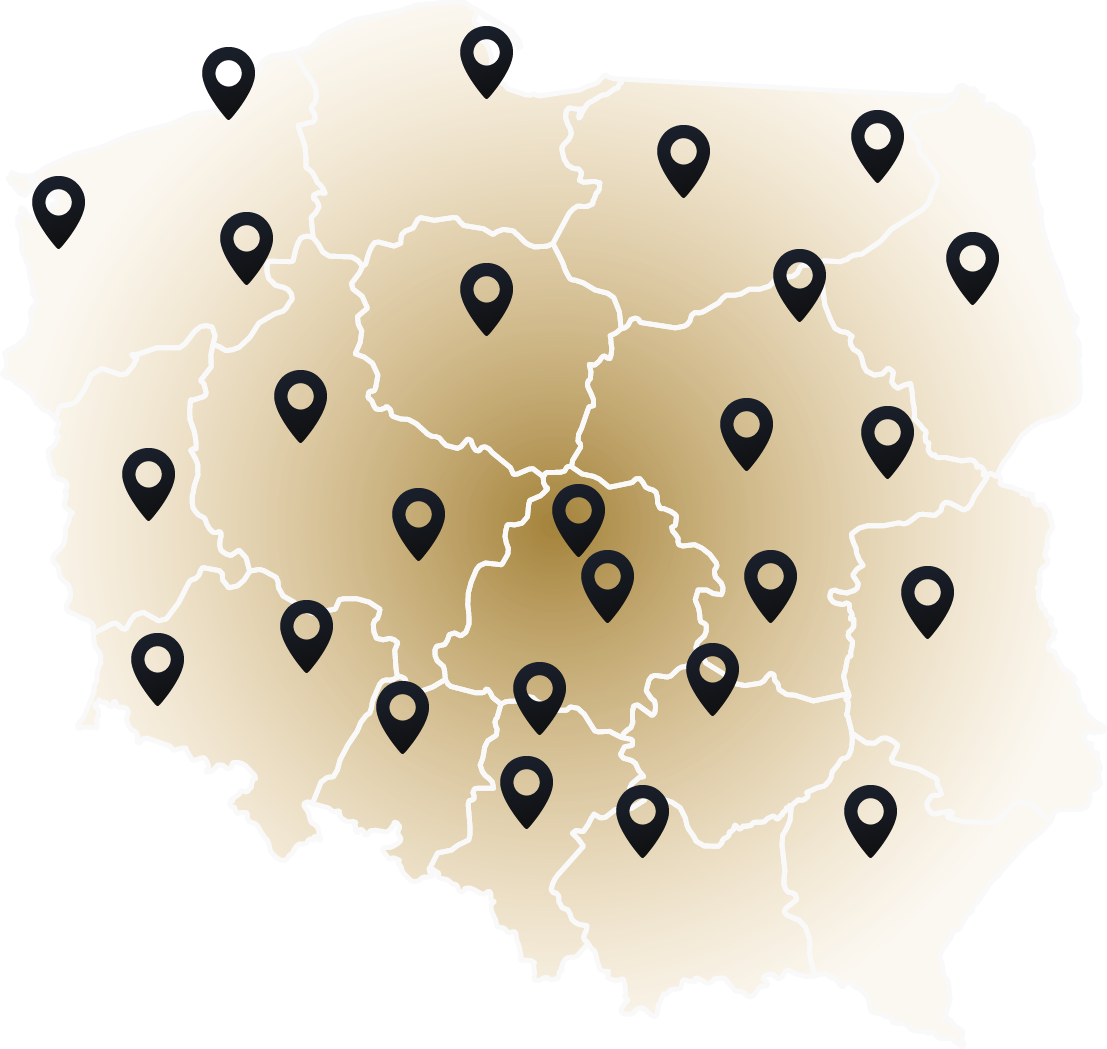 Mapa obszaru działania - wynajem aut zastępczych w całej Polsce